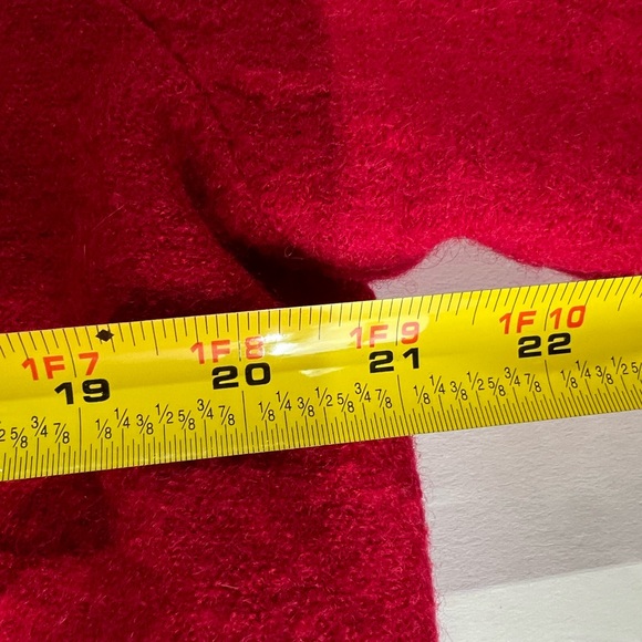 Chico’s 2 M 12 red black cape jacket 100% wool winter business casual Holiday - Picture 8 of 10